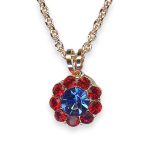 Necklace Pendant by Mariana Pretty Woman Coll. Dainty Floral Siam & Royal Blue Austrian Crystals