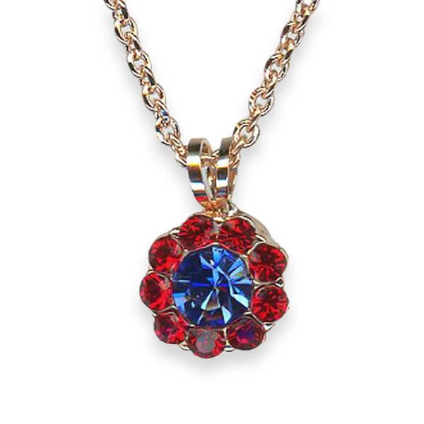 Necklace Pendant by Mariana Pretty Woman Coll. Dainty Floral Siam & Royal Blue Austrian Crystals