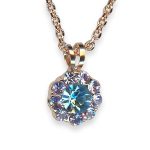 Necklace Pendant by Mariana Electric Blue Coll. Dainty Floral Royal Purple & Aquamarine Austrian Crystals