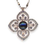 Necklace Pendant by Mariana Electric Blue Coll. Finely Detailed Royal Purple, Denim Blue, & Aquamarine Austrian Crystals - Image 2