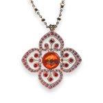 Necklace Pendant by Mariana Roxanne Coll. Boho Chic Orange, Siam, & Fuchsia Austrian Crystals