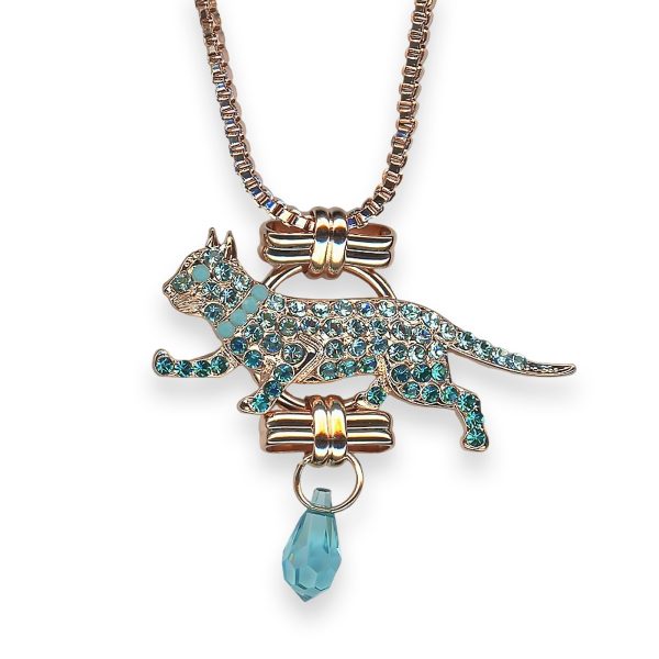 Necklace Pendant by Mariana Addicted to Love Coll. Jaguar Encrusted Turq, Blue Zircon, & Aquamarine Austrian Crystals