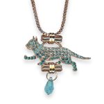 Necklace Pendant by Mariana Addicted to Love Coll. Jaguar Encrusted Turq, Blue Zircon, & Aquamarine Austrian Crystals - Image 2