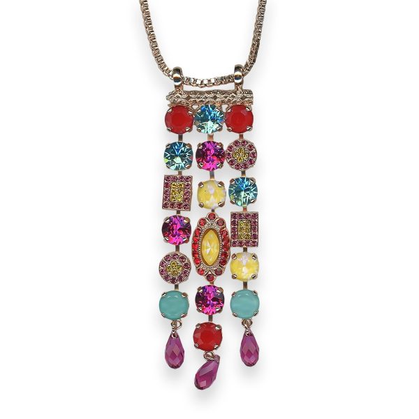 Necklace Pendant by Mariana Pretty Woman Coll. Chandelier Reds, Fuchsia, Yellows, & Blues Austrian Crystals