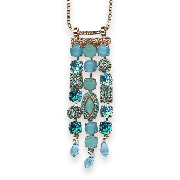 Necklace Pendant by Mariana Addicted to Love Coll. Chandelier Blue Opal, Turq, Aquamarine, & Blue Zircon Austrian Crystals