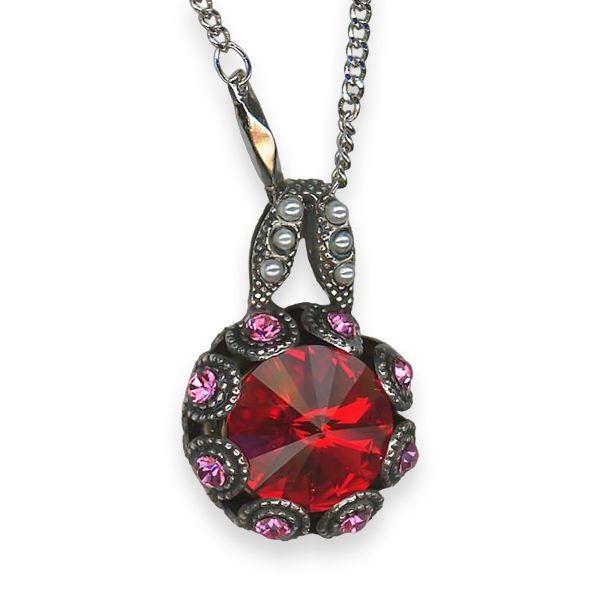 Necklace Pendant by Mariana Woman Adorable Siam and Rose Swarovski Crystals