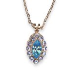 Necklace Pendant by Mariana Electric Blue Coll. Adorable Royal Purple & Aquamarine Austrian Crystals - Image 2