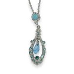 Necklace Pendant by Mariana Addicted to Love Coll. Gorgeous Turq, Aquamarine, & Blue Zircon Austrian Crystals