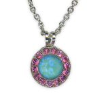 Necklace Pendant by Mariana Banana Split Coll. Shimmering Sun Kissed Aqua & Rose Austrian Crystals