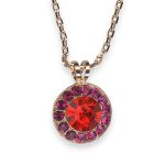 Necklace Pendant by Mariana Roxanne Coll. Precious Siam & Fuchsia Austrian Crystals - Image 3