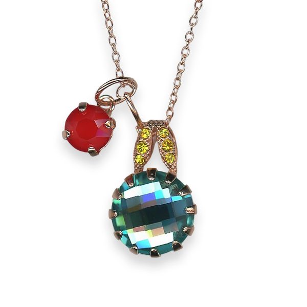 Necklace Pendant by Mariana Pretty Woman Coll. Fab Duo Royal Red, Aquamarine, & Yellow Austrian Crystals