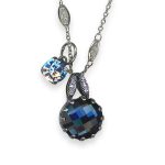 Necklace Pendant by Mariana Electric Blue Coll. Fab Duo Denim Blue, Royal Purple, & Aquamarine Austrian Crystals