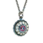 Necklace Pendant by Mariana Banana Split Coll. Floral White Opal, Rose, & Aquamarine Austrian Crystals - Image 3