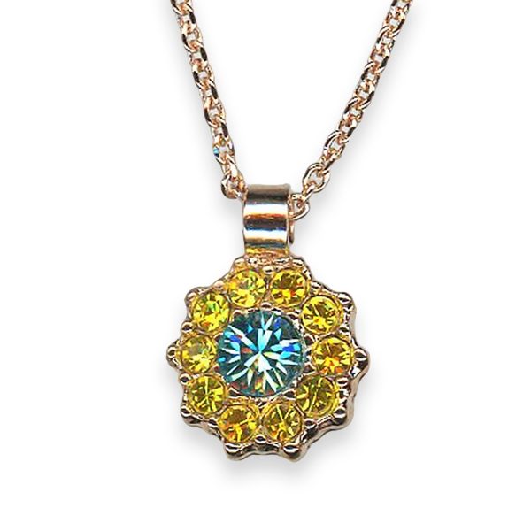 Necklace Pendant by Mariana Pretty Woman Coll. Floral Yellow & Aquamarine Austrian Crystals