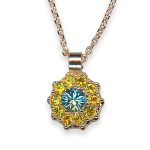 Necklace Pendant by Mariana Pretty Woman Coll. Floral Yellow & Aquamarine Austrian Crystals - Image 3