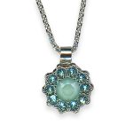 Necklace Pendant By Mariana Woman Floral Green and Aquamarine Swarovski Crystals - Image 2