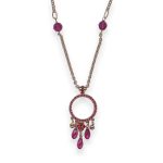 Necklace Pendant by Mariana Pretty Woman Coll. Boho Chic Fuchsia, Siam, & Royal Blue Austrian Crystals