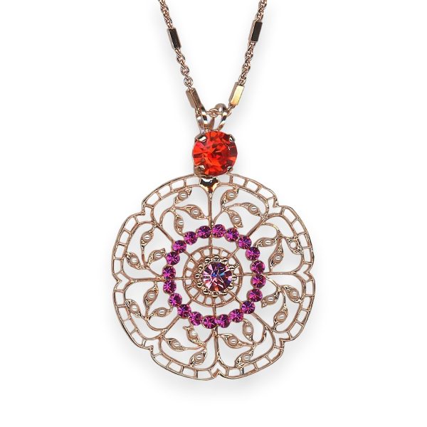 Necklace Pendant by Mariana Woman Detailed Siam and Fuchsia Swarovski Crystals