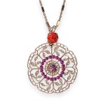 Necklace Pendant by Mariana Woman Detailed Siam and Fuchsia Swarovski Crystals - Image 3