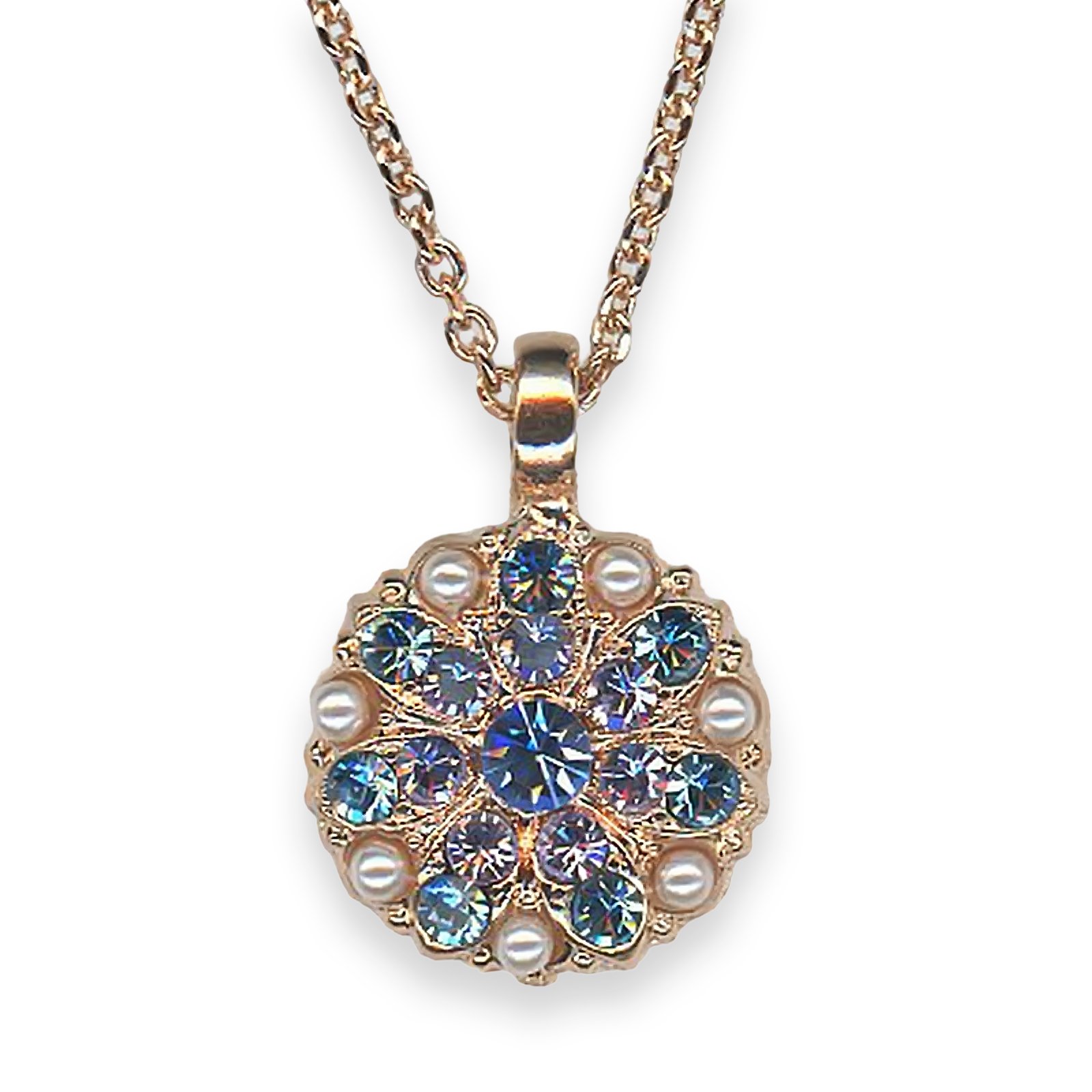 N-5212-1163-RG (1) Necklace Pendant by Mariana Electric Blue Coll. Beautiful Royal Purple, Aquamarine, & Pearl Austrian Crystals - Image 1
