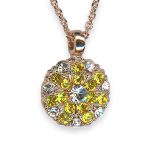 Necklace Pendant by Mariana Fields of Gold Coll. Floral Lt Yellow & Clear Austrian Crystals - Image 3