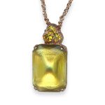 Necklace Pendant by Mariana Fields of Gold Coll. Elegant Yellow Opal & Lt Yellow Austrian Crystals