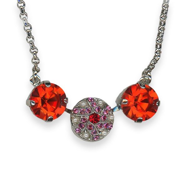 Necklace Pendant by Mariana Roxanne Coll. Elegant Siam, Rose, & Pearl Austrian Crystals