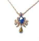 Necklace Pendant by Mariana Electric Blue Coll. Elegant Royal Blue, Royal Purple, Pearl, & Aquamarine Austrian Crystals