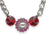 Necklace Pendant by Mariana Roxanne Coll. Elegant Floral Pearl, Rose, & Siam Austrian Crystals