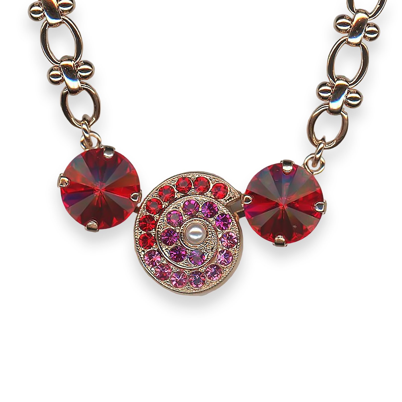 N-5317-2-1166-RG (1) Necklace Pendant By Mariana Woman Exquisite Siam and Fuchsia Swarovski Crystals - Image 1