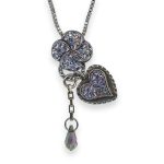Necklace Pendant by Mariana Electric Blue Coll. Clover & Heart Charms Royal Purple, Luminous Green, & Aquamarine Austrian Crystals - Image 3