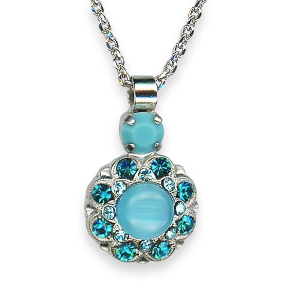 Necklace Pendant by Mariana Addicted to Love Coll. Lovely Turq, Blue Opal, Aquamarine, & Blue Zircon Austrian Crystals