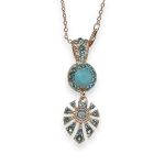 Necklace Pendant by Mariana Addicted to Love Coll. Boho Chic Turq, Blue Zircon, & Aquamarine Austrian Crystals