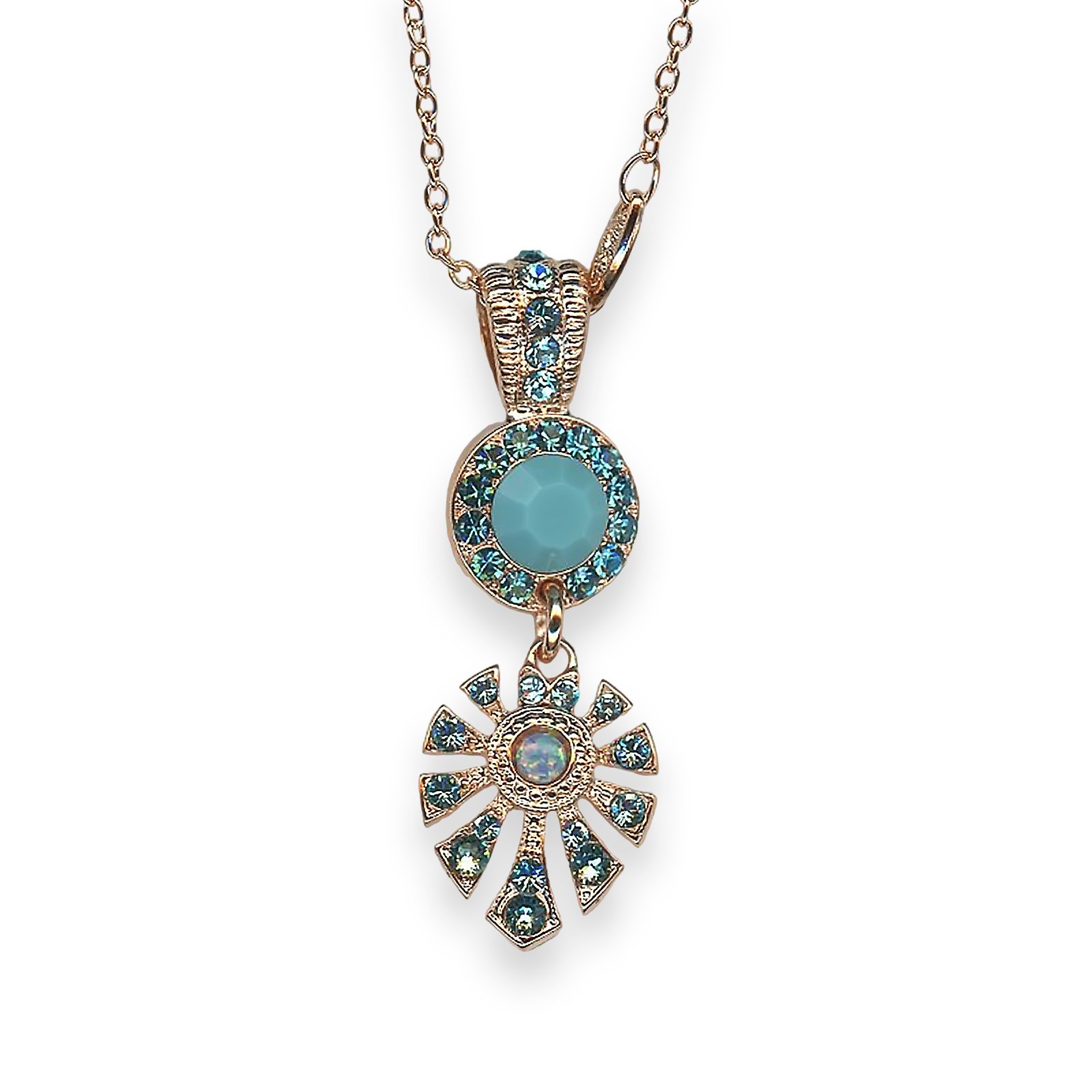 N-5514-3-1162-RG (1) Necklace Pendant by Mariana Addicted to Love Coll. Boho Chic Turq, Blue Zircon, & Aquamarine Austrian Crystals - Image 1