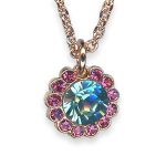 Necklace Pendant by Mariana Pretty Woman Coll. Lovely Floral Lt Rose & Aquamarine Austrian Crystals - Image 3