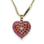 Necklace Pendant by Mariana Roxanne Coll. Heart Encrusted Fuchsia, Siam, Rose, & Pearl Austrian Crystals - Image 3
