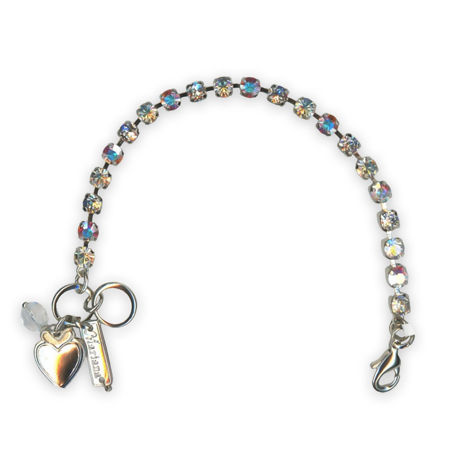 B-4000-1165-SP (1) Bracelet by Mariana Winds Of Change Coll. Dainty White Patina, Clear, & Moonlight Austrian Crystals - Image 1