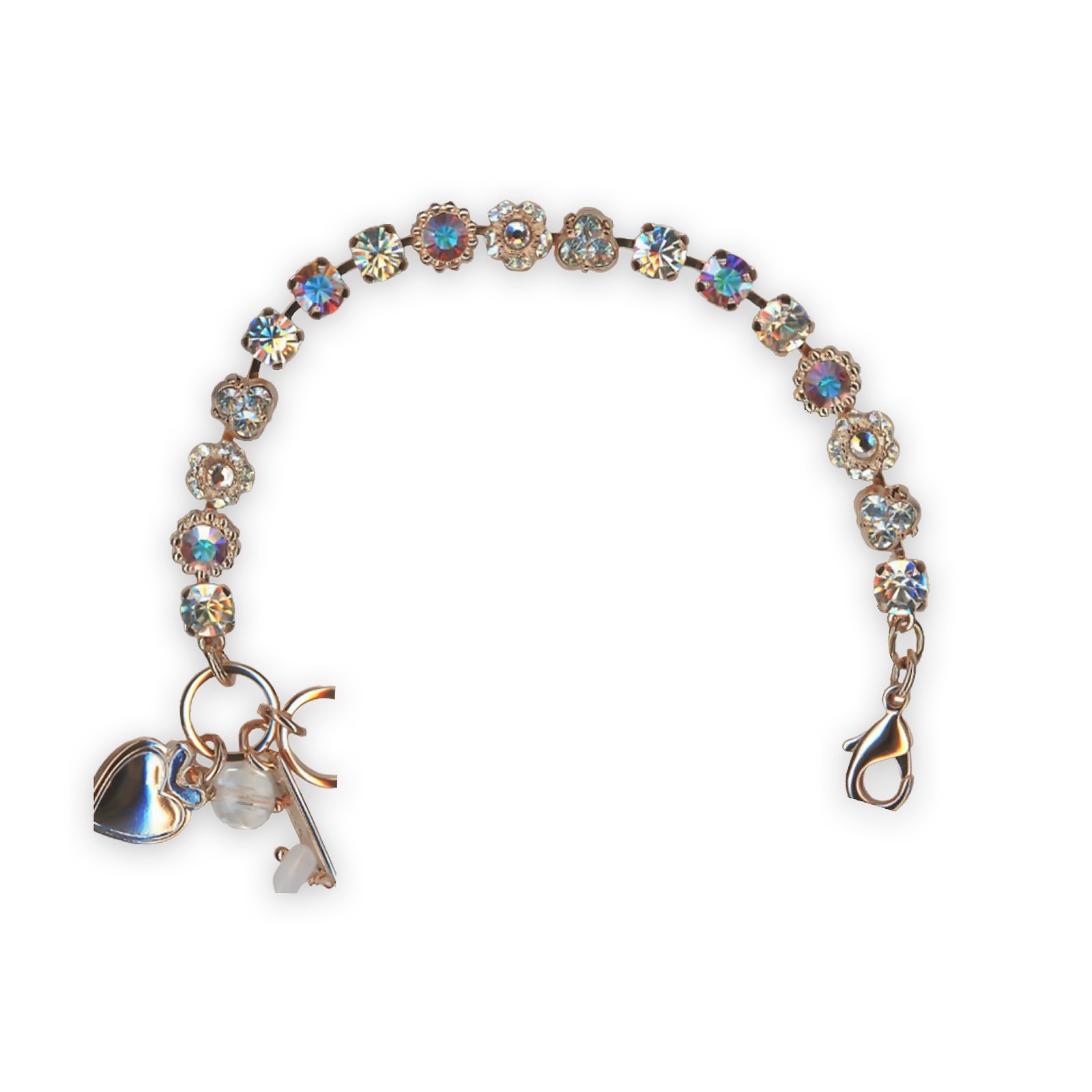 B-4028-1165-RG (1) Bracelet by Mariana Winds Of Change Coll. Dainty Floral AB, White Patina, Clear, & Moonlight Austrian Crystals - Image 1