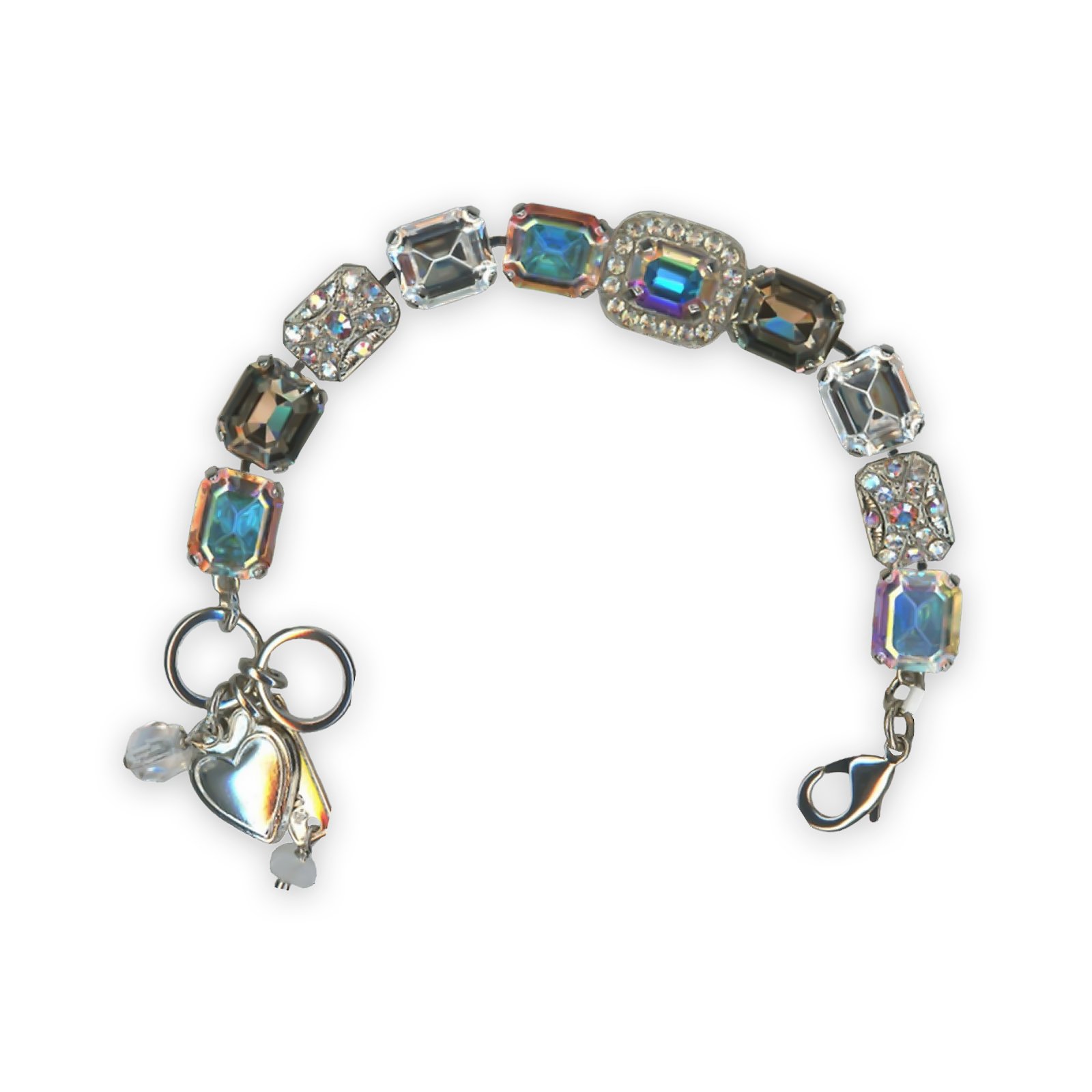 B-4040-4-1165-SP (1) Bracelet by Mariana Winds Of Change Coll. Exquisite Clear, Black Diamond, AB, & White Patina Austrian Crystals - Image 1
