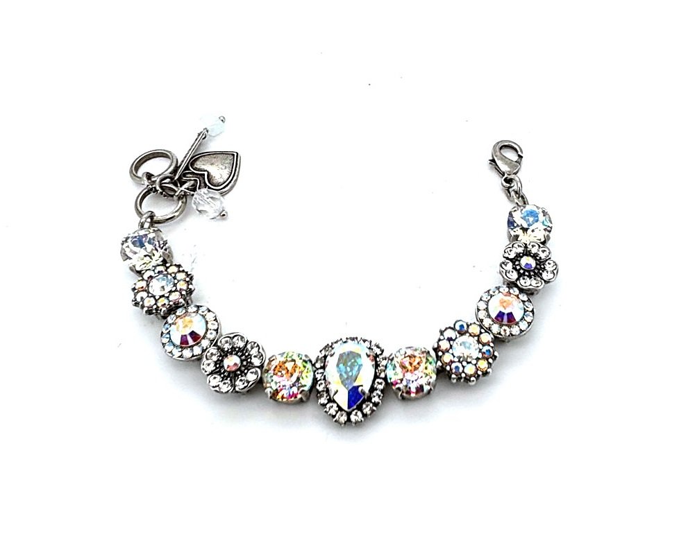B-4045-32-1165-SP (3) Bracelet By Mariana Alluring White Patina and Moonlight Swarovski Crystals - Image 1