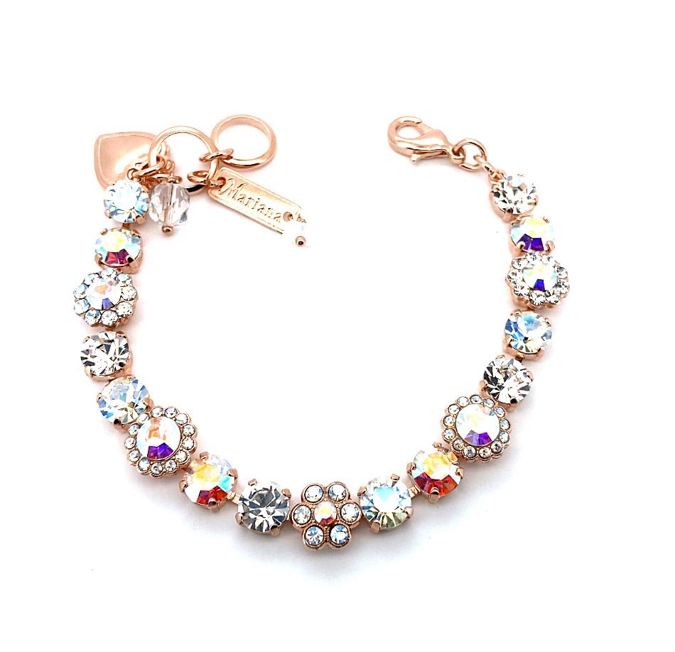 B-4173-3-1165-RG (1) Bracelet By Mariana Woman Clear Patina and Moonlight Swarovski Crystals - Image 1