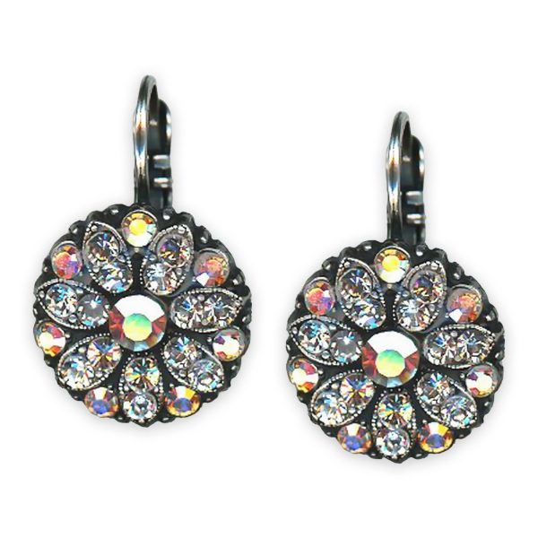 Earrings by Mariana Winds Of Change Coll. Floral Clear Patina, AB, Clear, & Moonlight Austrian Crystals