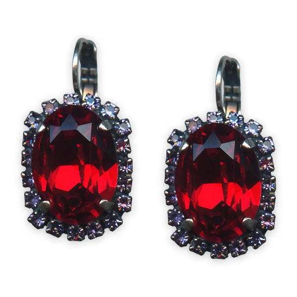 Earrings By Mariana Xenia Coll. Sophisticated Ruby and Amethyst Swarovski Crystals
