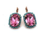 Earrings By Mariana Woman Precious Rose and Turquoise Swarovski Crystals - Image 2