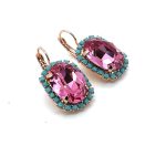 Earrings By Mariana Woman Precious Rose and Turquoise Swarovski Crystals - Image 3