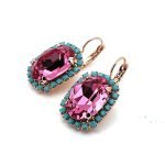 Earrings By Mariana Woman Precious Rose and Turquoise Swarovski Crystals