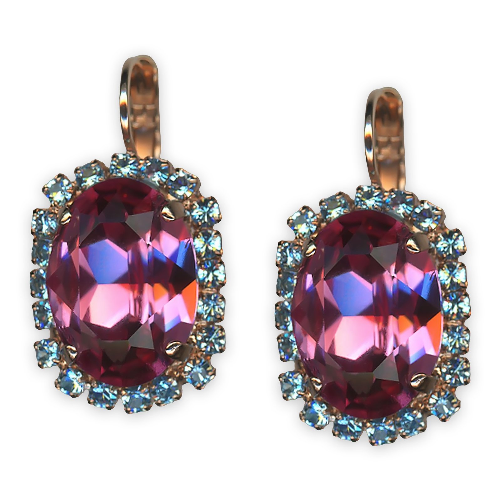 E-1090-1-209202-RG6 (1) Earrings by Mariana My Treasures Coll. Beautiful Rose & Aquamarine Austrian Crystals - Image 1