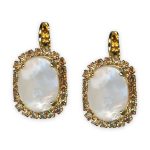 Earrings by Mariana My Treasures Coll. Elegant White Shell Mineral & Golden Shadow Austrian Crystals - Image 2