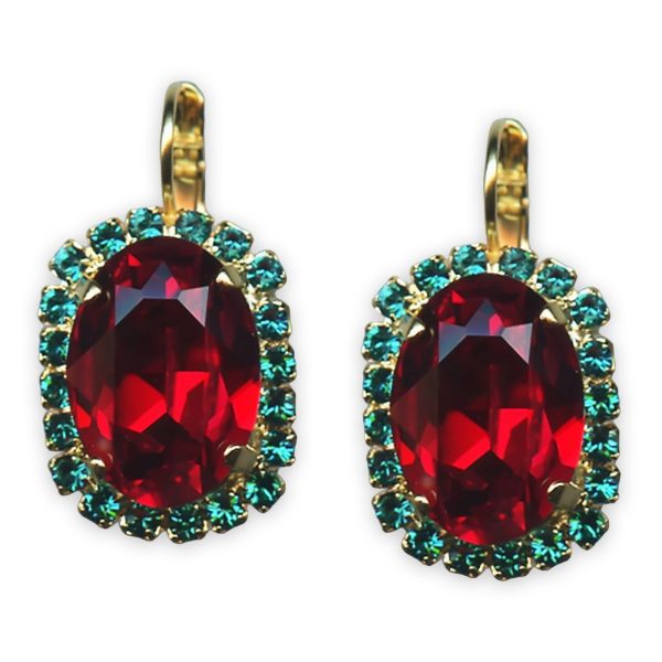 Earrings By Mariana Woman Adorable Siam and Blue Zircon Swarovski Crystals