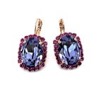 Earrings By Mariana Woman Charming Tanzanite and Fuchsia Swarovski Crystals - Image 3